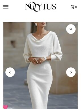 White Midi Dress with Draped Batwing Top